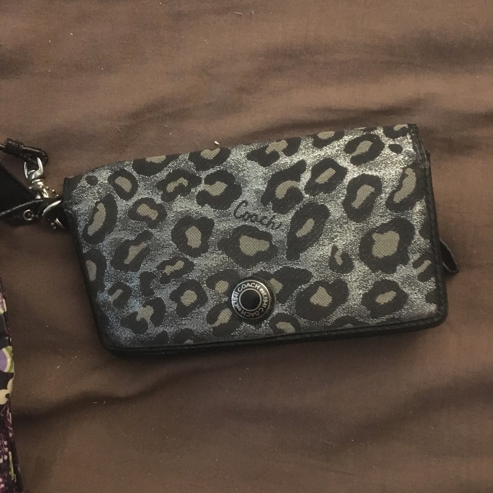 Small leopard print coach wristlet